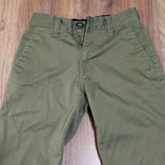 Volcom Youth Boys Frickin Modern Straight Pants Green Size 22 Casual Skate Chino - Picture 2 of 10